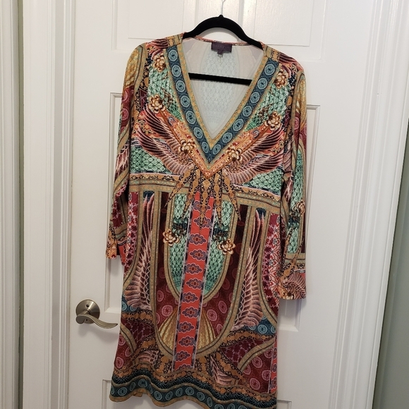 Hale Bob Boho Print Knit Aline Dress Size Large, Colorful - Picture 6 of 8